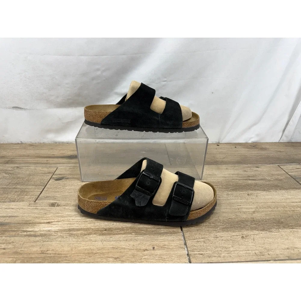 Birkenstock Arizona Soft Footbed Black Suede Leather Sandals Mens 7 Womens 9 40